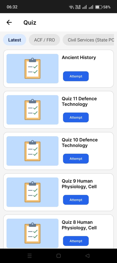 LearnPro quiz screen