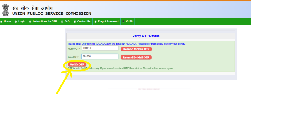UPSC OTR OTP Stage