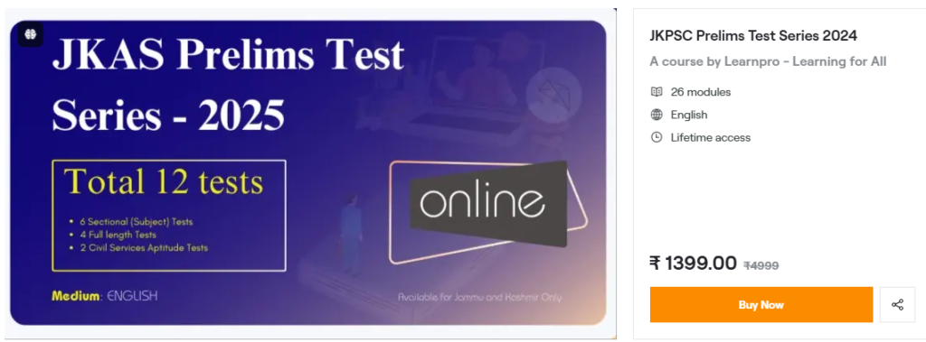JKPSC  KAS Prelims test Series