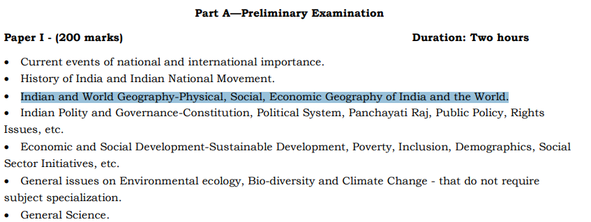 geography syllabus for UPSC prelims 