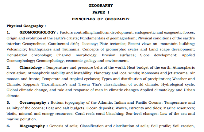 Geography Syllabus For UPSC