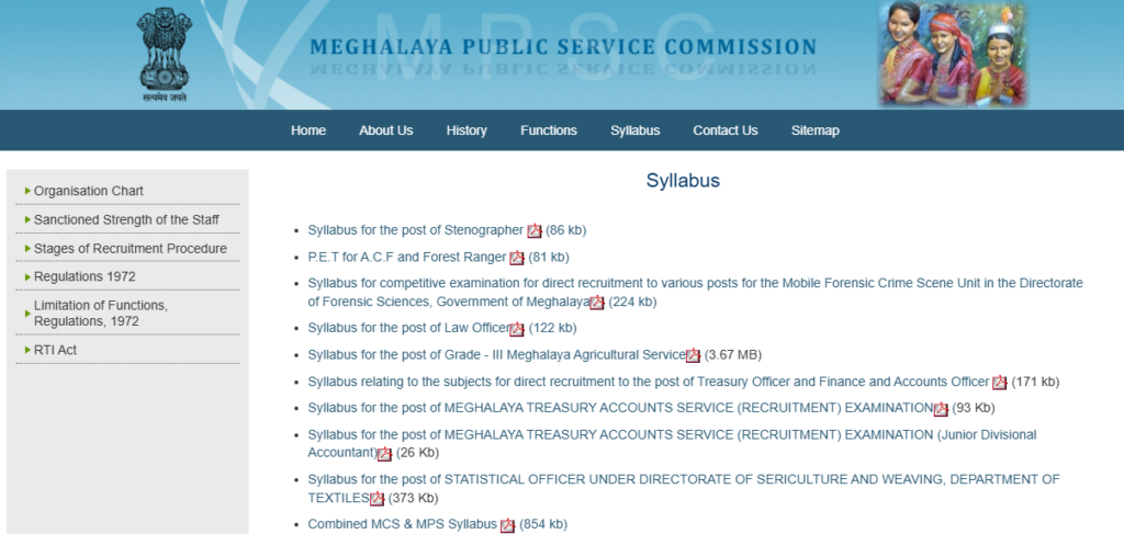Meghalaya PSC Syllabus
