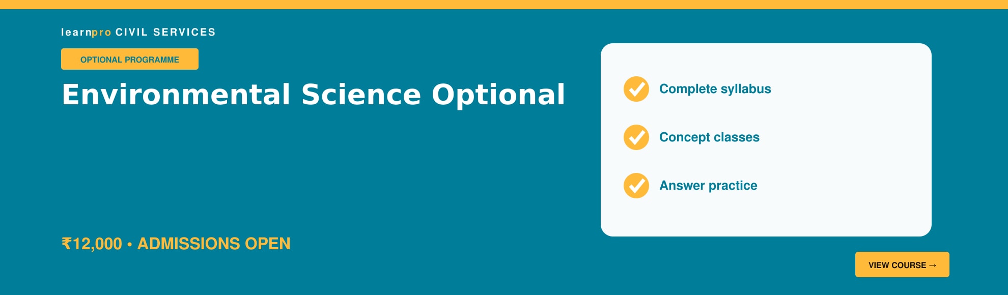 Environmental Science Optional course banner – LearnPro Civil Services