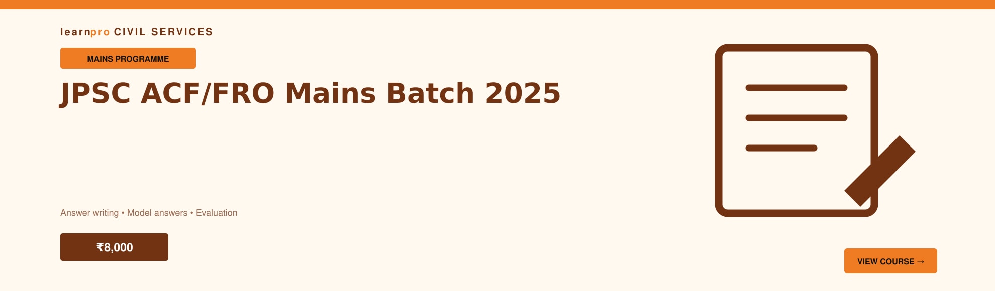 JPSC ACF/FRO Mains Batch 2025 course banner – LearnPro Civil Services