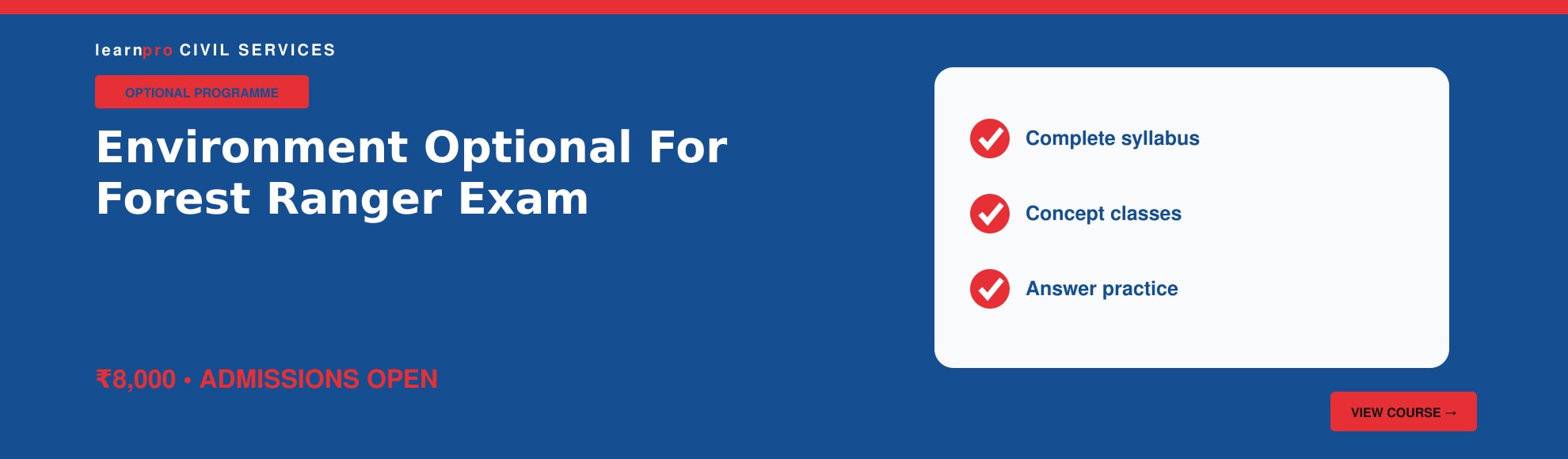 Environment Optional for Forest Ranger Exam course banner – LearnPro Civil Services