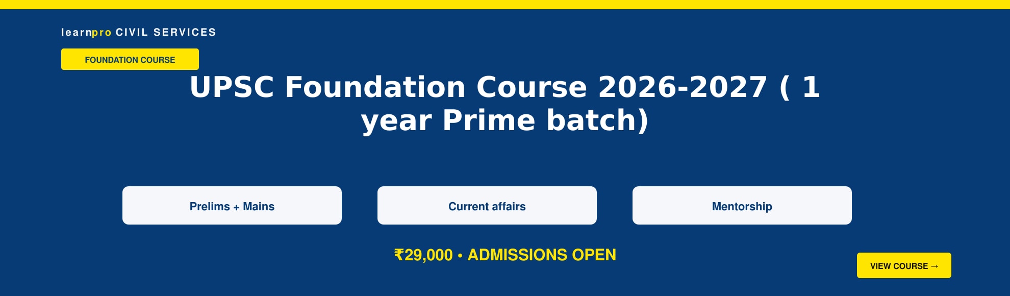 UPSC Foundation Course 2026-2027 Prime Batch course banner – LearnPro Civil Services