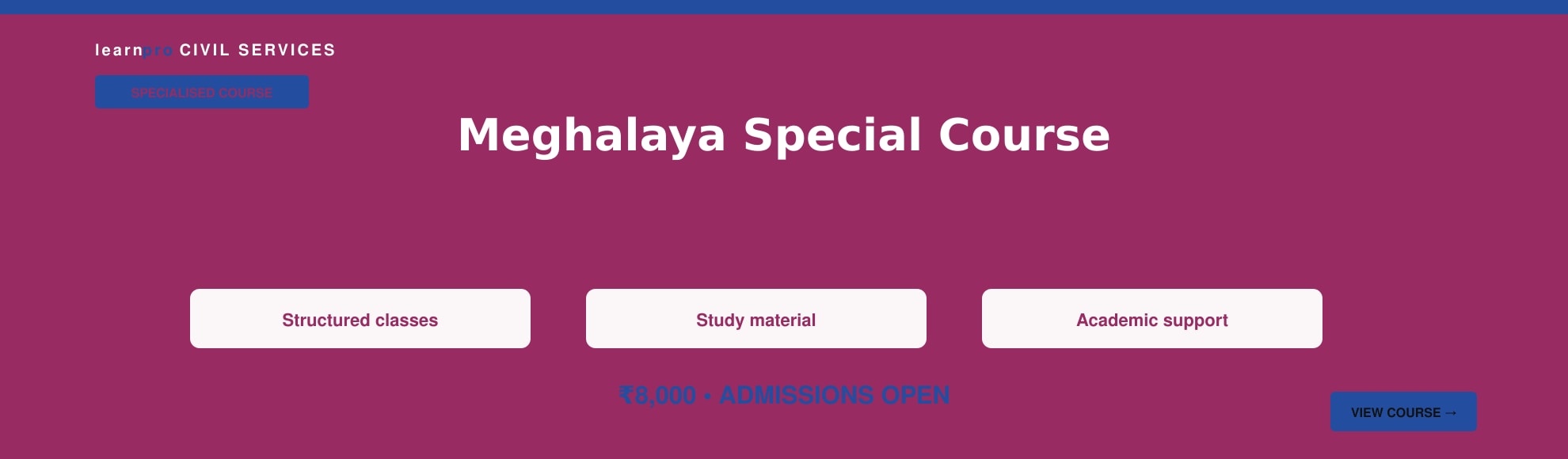 Meghalaya Special Course course banner – LearnPro Civil Services