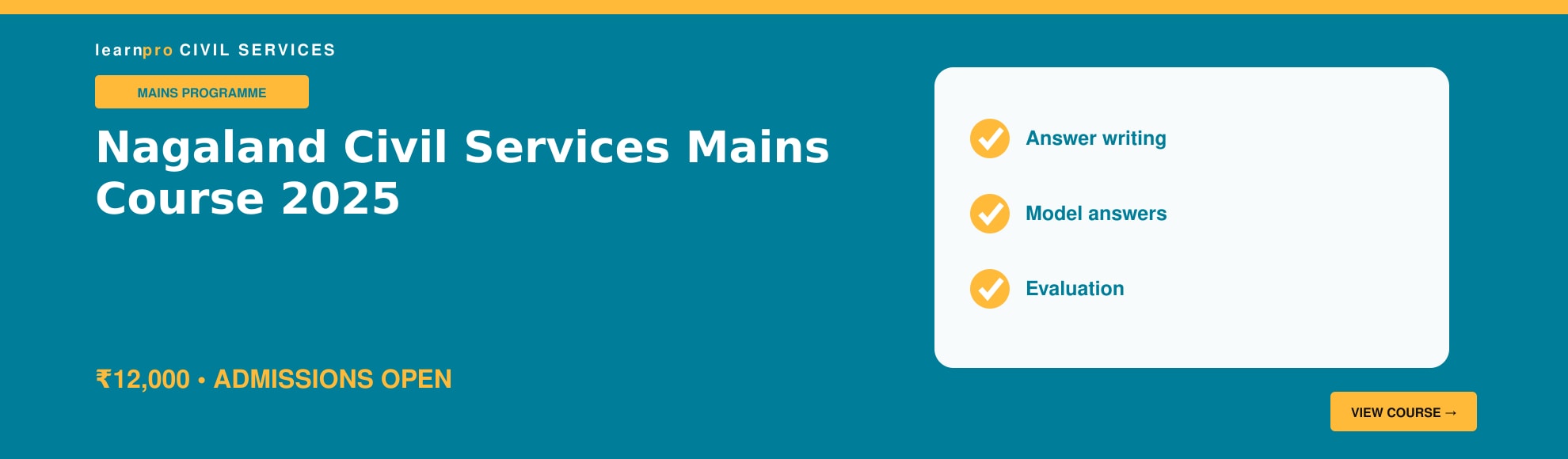 Nagaland Civil Services Mains Course 2025 course banner – LearnPro Civil Services