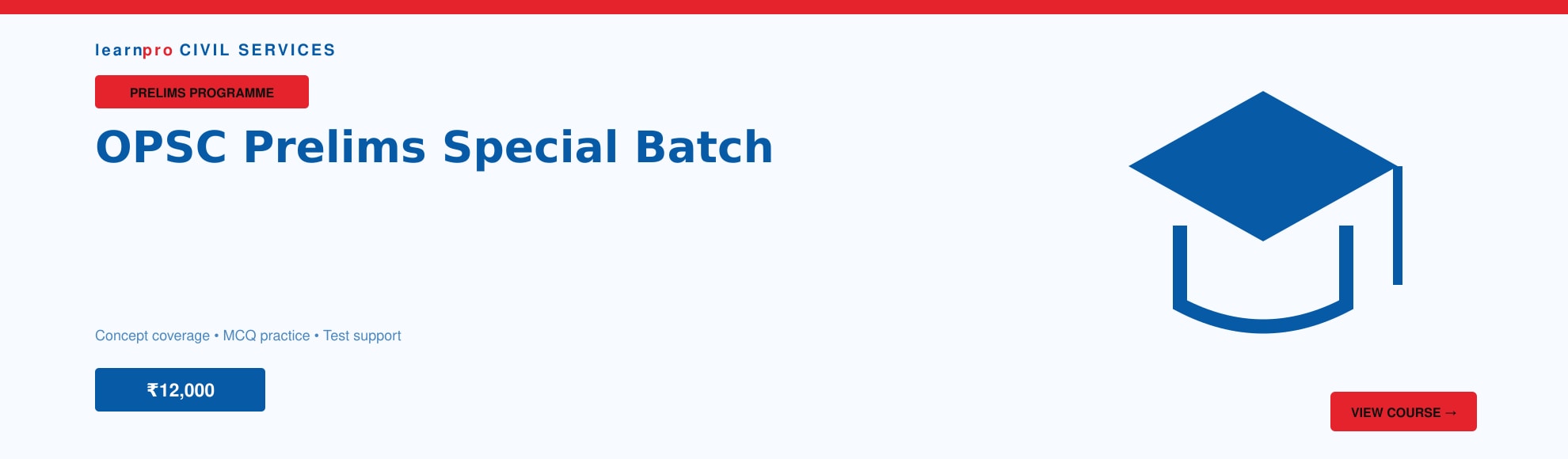 OPSC Prelims Special Batch course banner – LearnPro Civil Services
