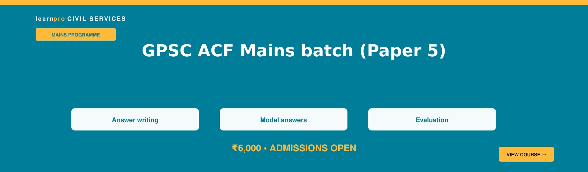 GPSC ACF Mains Batch (Paper 5) course banner – LearnPro Civil Services