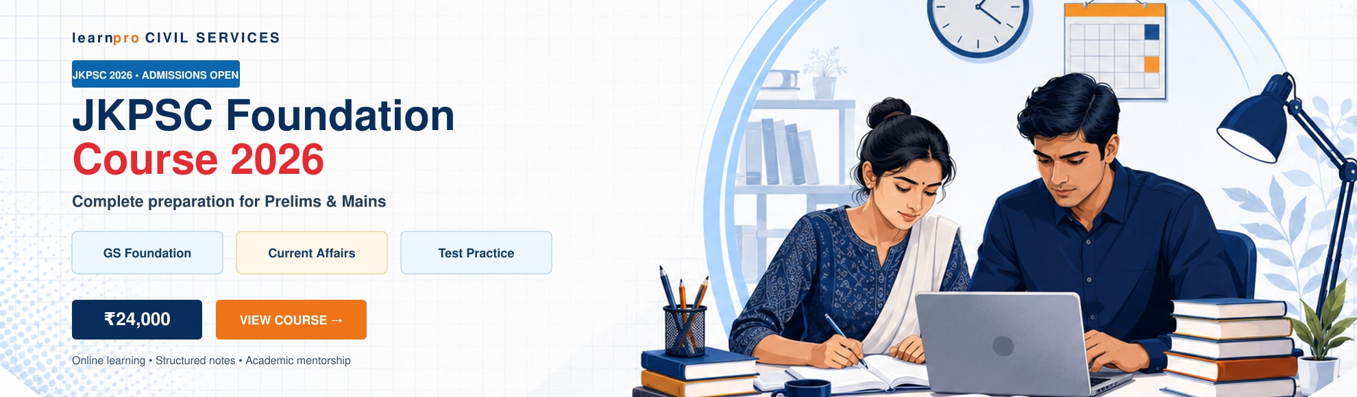JKPSC Foundation Course 2026 course banner – LearnPro Civil Services