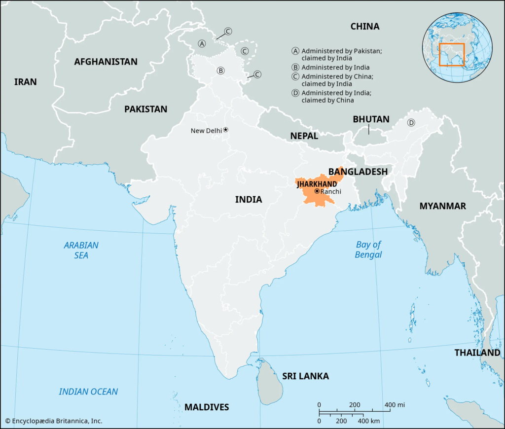 Location and Boundaries of Jharkhand