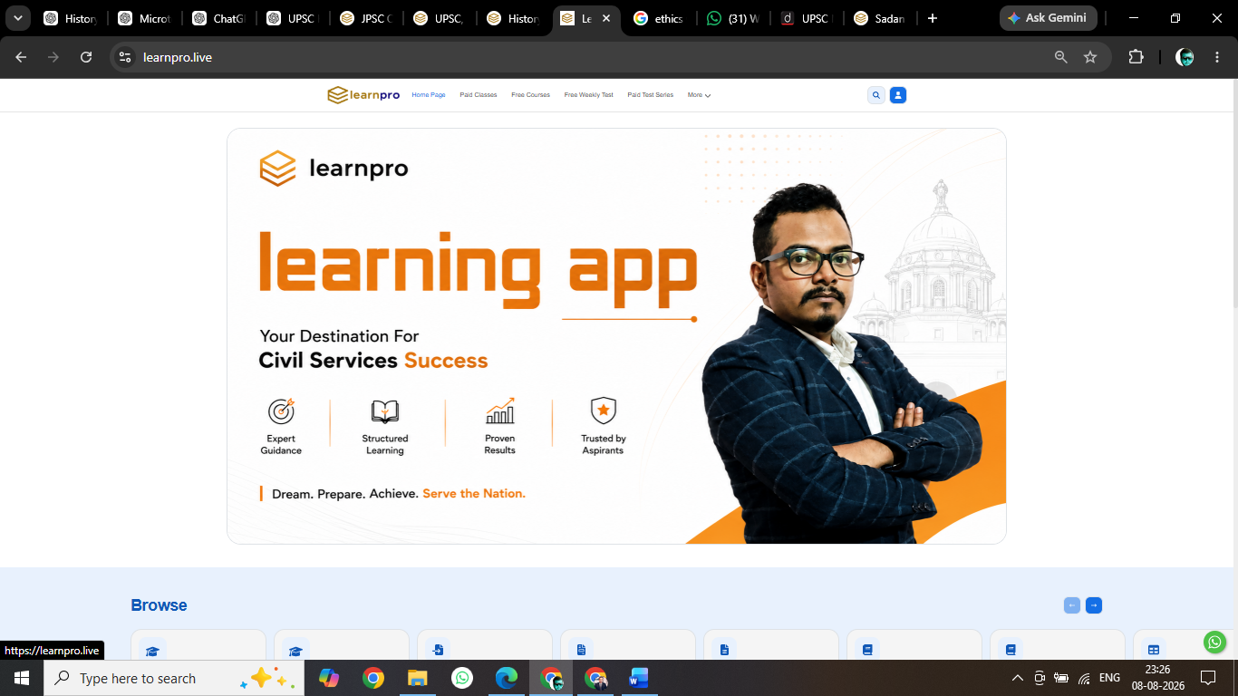 LearnPro Learning App for JPSC online coaching on laptop
